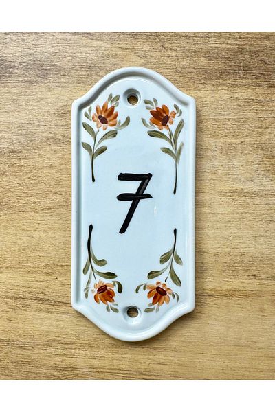 Karan Porselen Hand Painted Porcelain Door Number Holder (Written Number-Name)