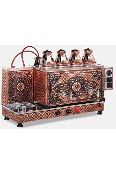 SAFİR Safir 4 Gözlü Bakır Çay Ocağı Kazanı Tüplü Bakır Çay Kazanı Tüplü Çay S...