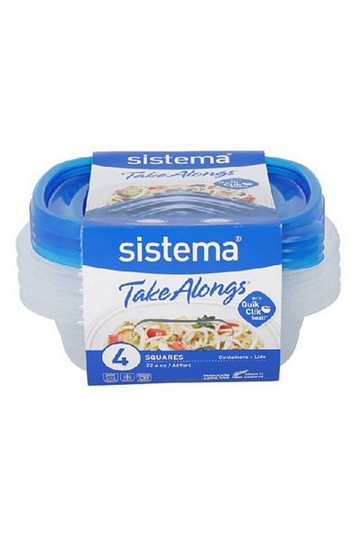 Sistema 4-Piece Take Alongs Easy Stackable Square Food Container Set 669ml