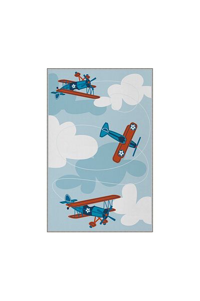 Homelux Children'S Rug Non-Slip, Rectangular, 120X180, Aircraft, Multicolor, Polyester