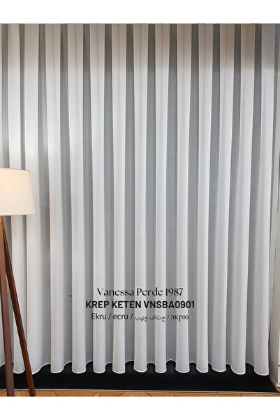 VANESSA PERDE Keten Krep Tül Perde Ütü İstemez 1/2,5 Pileli Hazır Takılacak V...
