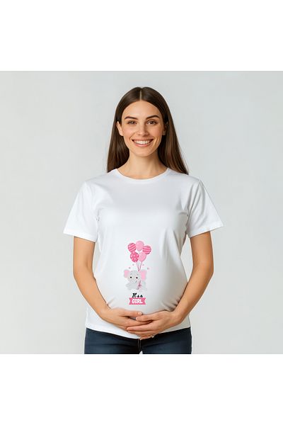 Lotus Baby تي شيرت أبيض للحوامل - مطبوع