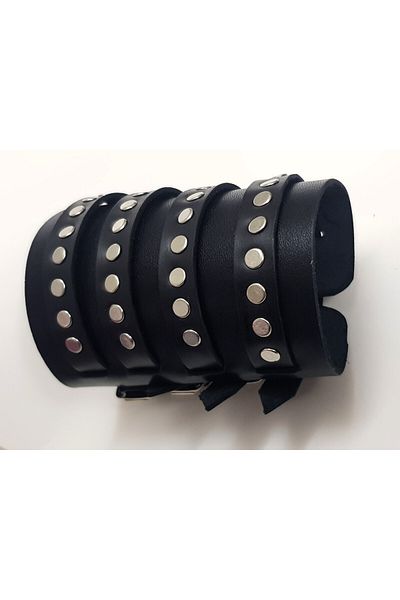 aysefe Real Leather, 4 Belt, Rivet, Wide Ottoman Bracelet