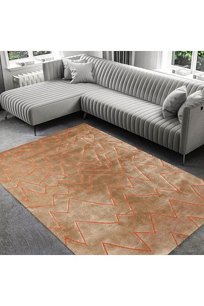Homelux Velveto Rug, Rectangular, 152X230 Cm, Abstract, Brown, Orange, Polyester, Cotton, Jute