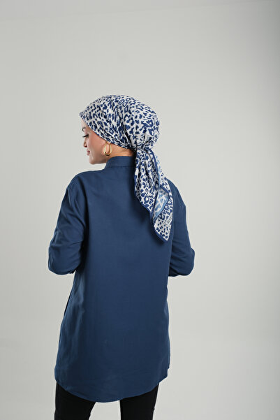 Giverny White Patterned Scarf Cut Fiber Cotton Leopard Digital Printed 202201 _42