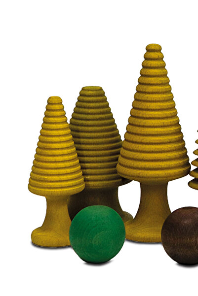 AsilAksesuar Doğal Masif Ahşap Sarı Dekorasyon Aksesuar Obje Biblo Burgulu Yılbaşı Çam Ağacı 14x8 cm