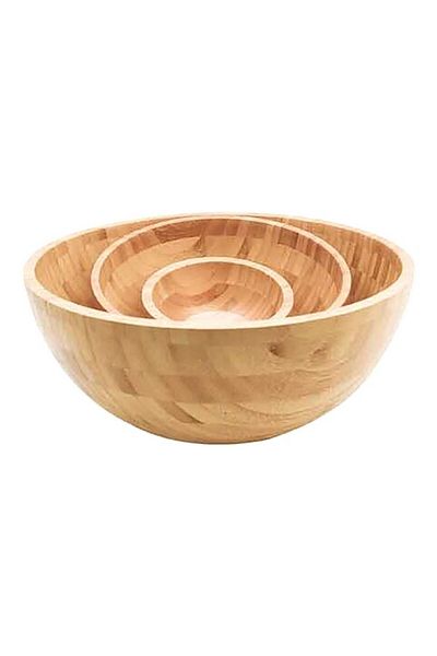Bien Servi Durable Easy Cleaning Round Shaped Bamboo Salad Bowl Large