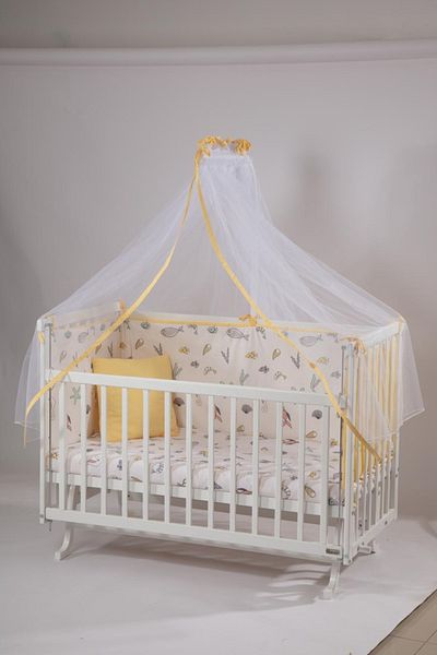 BebeK on For Baby Sleeping Set for 60X120 Crib (Including Pillow, Quilt, Side Protection and Towel)
