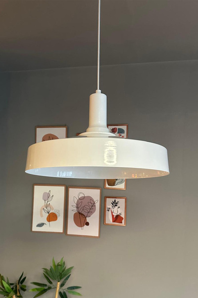 Bamyum Açe Beyaz Tekli Beyaz Fener Başlık Avize Retro Sarkıt Ofis Showroom Sa...