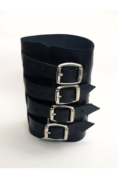 aysefe Real Leather, 4 Belt, Rivet, Wide Ottoman Bracelet