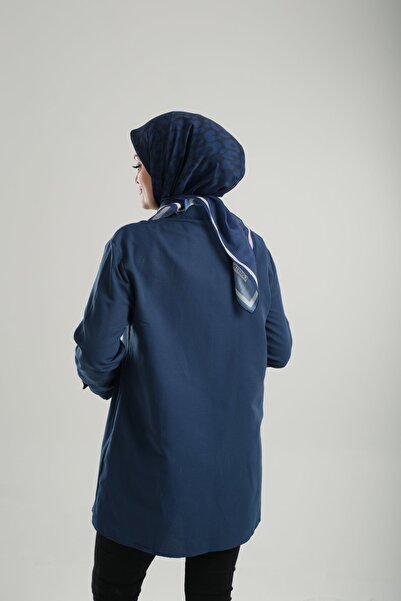 Giverny Шарф з леопардовим візерунком, блакитний, бавовняний - цифровий принт, зрізана волокна 202206_24