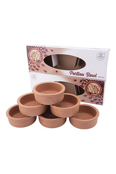 ELİZİ 6-Piece High-Temperature Resistant Round Shaped Portion Clay Bowl Set 200ml