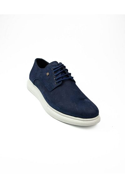 Nobel 1008 Navy Blue Nubuck Leather Men's Casual Shoes