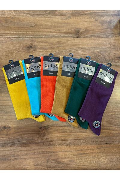 Aytuğ Men's Seamless Cotton Business Color Socks 6 Pack