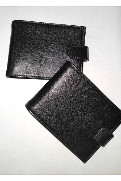 firdevsi hobi real leather horizontal snap housing 20 transparent card holder wallet