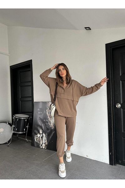 EGZOTİK ASORTİK Modal Tracksuit with Hooded Pockets