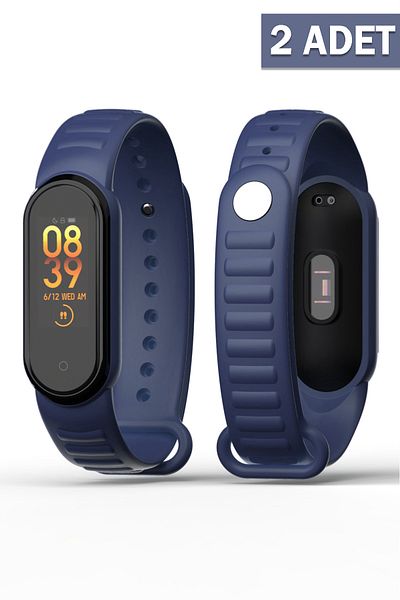 PUFWİN حبل سيليكون منقوش متوافق مع Xiaomi Mi Band 5/6 قطعتين