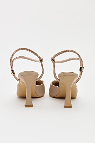 Hayati Arman Women's Heeled Top Strap Evening Dress Shoes Tan