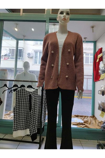 Gülşah Women's Long Sleeve Stylish Buttoned Pudrer Cardigan