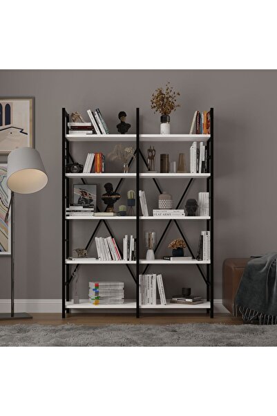 asratrend 6 RAFLI METAL KİTAPLIK İKİ MODÜL