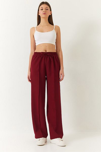 Bianco Lucci Pantaloni Palazzo dublu, cu iarbă, cu talie elastică, 4009 60271030