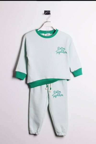 Prime Butik Green Slogan Unisex Kids Set of 2