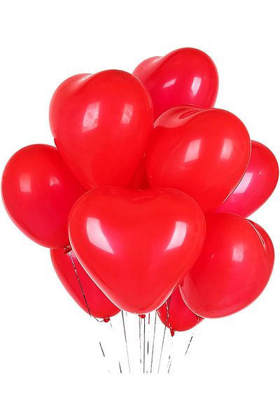VIP Balon Set of 15 Red Heart Balloons & 25 Heart Candles – Romantic Decoration & for Special Occasions