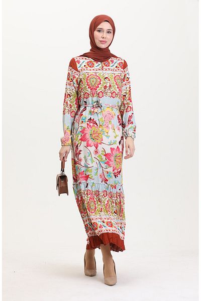Gelince Amelia Farbal Viscose Dress with Belt Size S-M-L-Xl