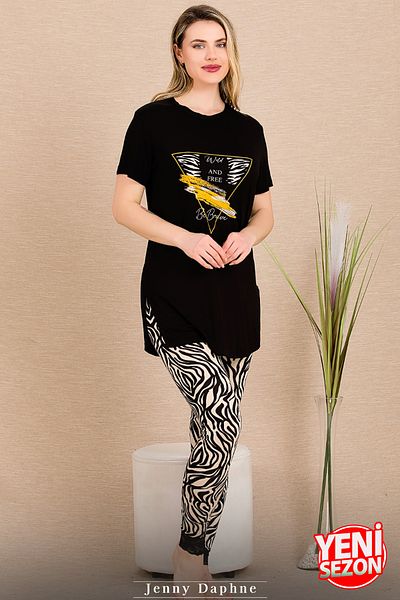 Jenny Daphne Lady Zebra Print Cuffed Long Sleeves Pajamas Set 12484