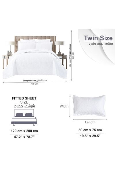Donetella Bedspread Single Size- 3-pcs, 170x230 Diamond Quilting Bedding Blanket 350 Gsm Filling