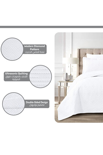 Donetella Bedspread Single Size- 3-pcs, 170x230 Diamond Quilting Bedding Blanket 350 Gsm Filling