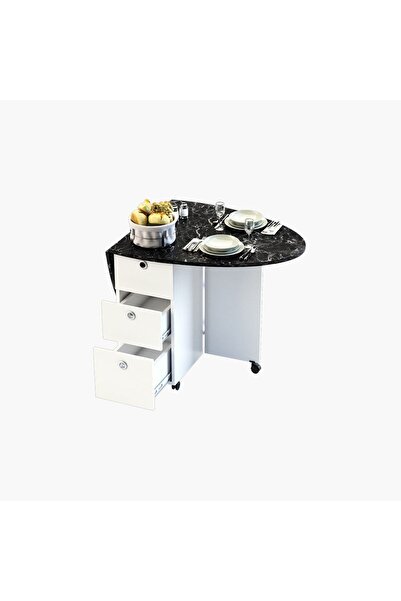 asratrend Katlanır Masa Beyaz & Royal Mermer