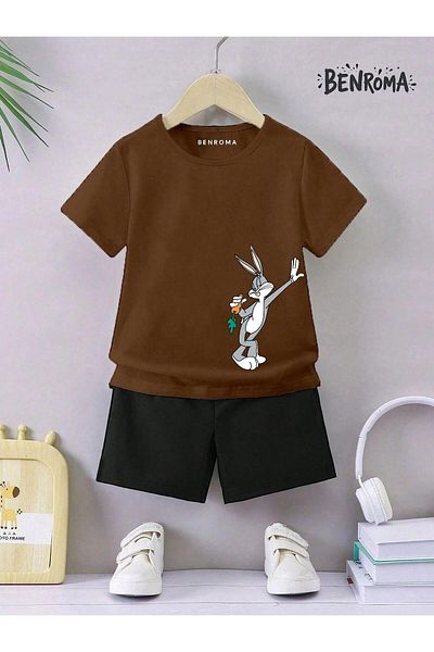 BENROMA Unisex Kids Shorts Set - Character Printed