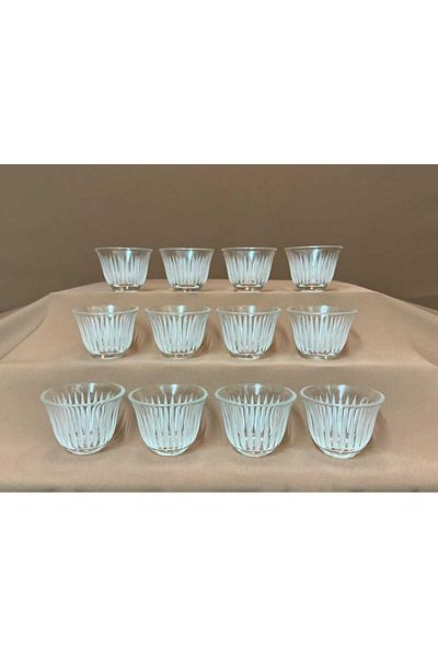 AR HOME 12 Pcs Handmade Glass Arabic Cawa Cup Set