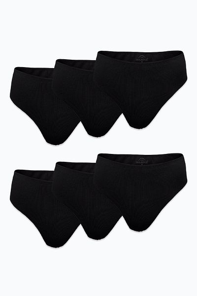 Malabadi Women's Black 6 Li Modal High Waist String Thong (Tanga) 6m178