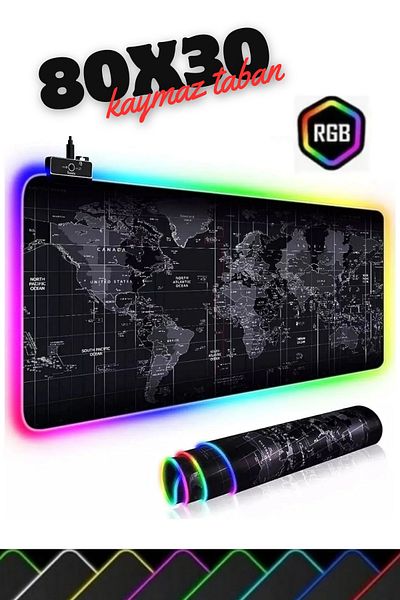 Sarftech لوحة ماوس ألعاب مقاومة للماء بنمط عالمي RGB مقاس 80 × 30 مع أضواء LED