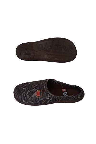 GEZER Чоловічі коричневі ортопедичні тапочки з поліестеровою підошвою та візерунком у вигляді коричневих смуг для щоденного використання вдома