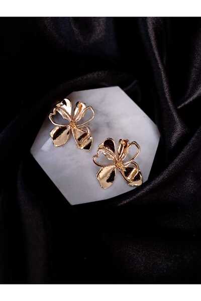 Allen Accessories TASARIM MODEL ÇİÇEK GOLD KÜPE