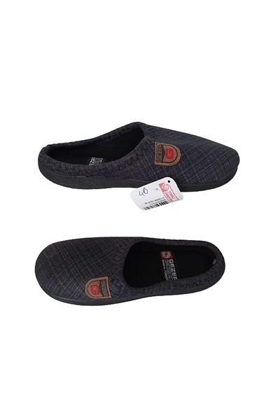 GEZER Men's Gray-Black Patterned Orthopedic Sole Indoor Daily Slippers