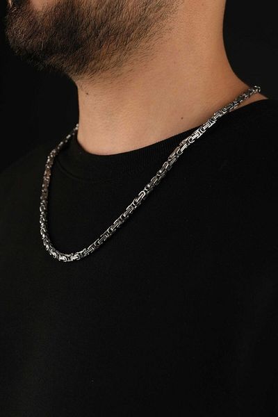 Jack Ferrero Men's Steel Invoice Necklace with No Color Fade Guaranteed