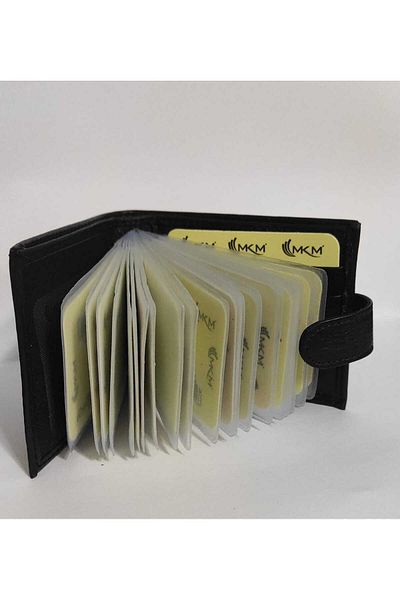 firdevsi hobi real leather horizontal snap housing 20 transparent card holder wallet