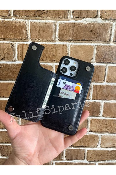Kılıfsiparis iPhone 16 Pro Max Wallet Leather Case with Card Section