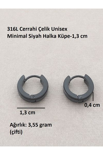 Siya Silver 316L Surgical Steel Unisex Minimal Black Hoop Earrings-1.3 cm