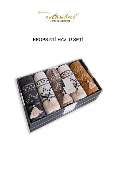 İyi Geceler İstanbul Keops 100% βαμβάκι 50x90 cm Σετ πετσετών 5 τεμαχίων σε κουτί