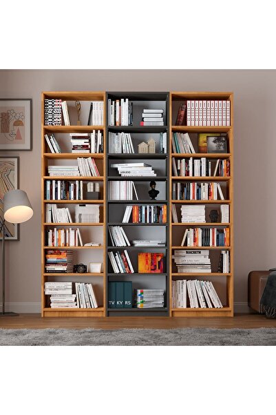 asratrend Asra Trend MDF Petra/Koyu Gri Kitaplık – Ayarlanabilir Raf, Ev&Ofis...
