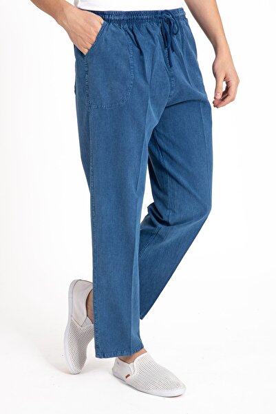 Mutlu City Ανδρικό άνετο ψηλόμεσο παντελόνι - 100% φυσικό βαμβάκι, ακατέργαστο ύφασμα ελαστικό 2188