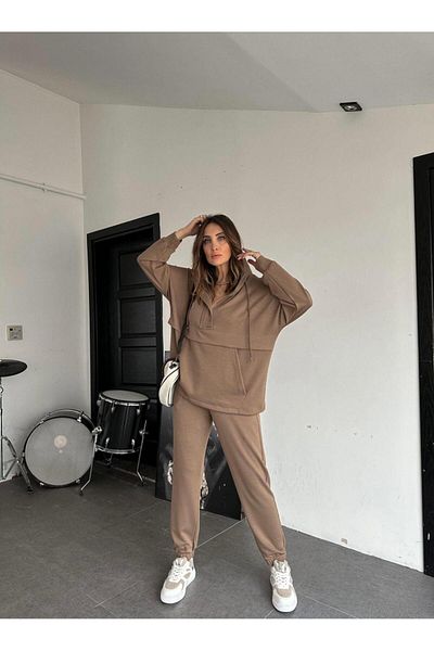 EGZOTİK ASORTİK Modal Tracksuit with Hooded Pockets