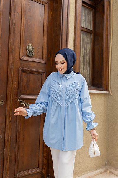 LOCCO Blue Drawstring Tunic - Women's Front Piece Robe