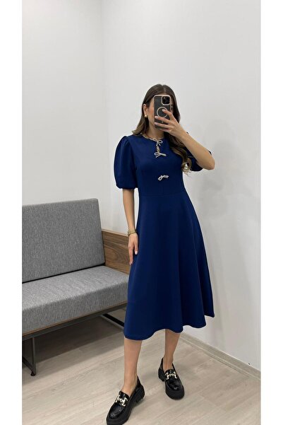 Nazline ЖІНОЧА СУКНЯ З ДЕТАЛЯМИ У ВИГЛЯДІ БАНТІВ, З ГНУЧКОЮ ТКАНИНОЮ, МІДІ-ДОВЖИНОЮ