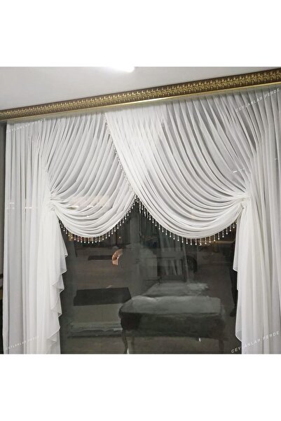 Ceylanlar perde Modern Luxury Double Breasted - Mechanized Tulle Curtain with Tight Pleat (1/3) Cyn-03